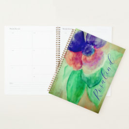 Voeg de naam Violet Blue en Pink Pastel Floral toe Planner