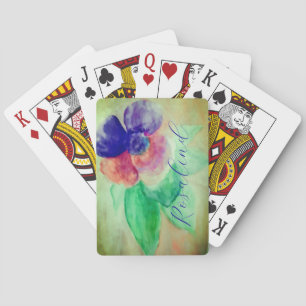 Voeg de naam Violet Blue en Pink Pastel Floral toe Pokerkaarten
