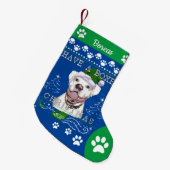 Voeg de naam White Boxer Dog Kerstmis toe Kleine Kerstsok (Voorkant (Hangend))