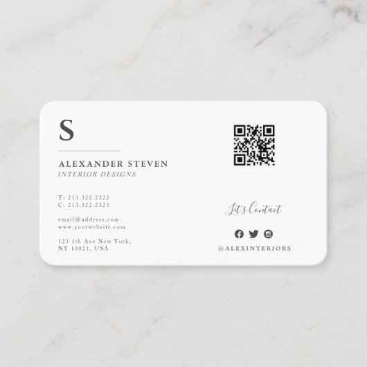Voeg de Professionele Zwart en Witte Code QR toe Visitekaartje (Voorkant)