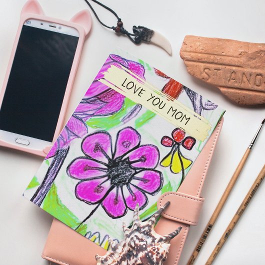 Voeg de tekening en de foto van ons Kind toe aan d Folie Feestdagenkaart