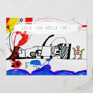 Voeg de tekening en foto van je kind toe Leuk op m Folie Feestdagenkaart