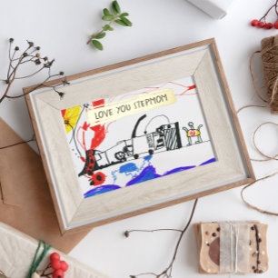 Voeg de tekening en foto van uw kind toe Aangepast Folie Feestdagenkaart