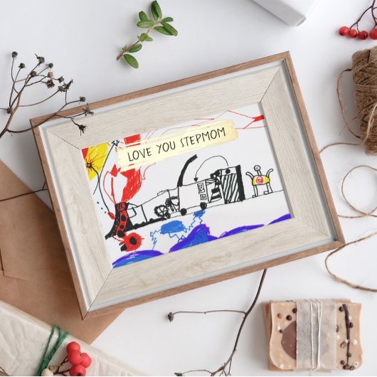 Voeg de tekening en foto van uw kind toe Aangepast Folie Feestdagenkaart