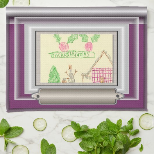 Voeg de Tekening van het Kind met het Lijst van de Theedoek (Gevouwen)
