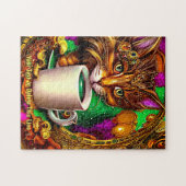 Voeg de Tekst van de Naam, Bejewelde Kat met Witte Legpuzzel (Horizontaal)