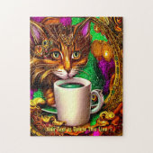 Voeg de Tekst van de Naam, Bejewelde Kat met Witte Legpuzzel (Verticaal)