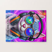 Voeg de Tekst van de Naam, Blauw Roze, de Hoofdtel Legpuzzel (Horizontaal)