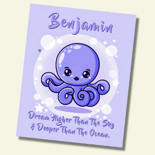 Voeg de Tekst van de Naam, Blauwe Octopus van de B Poster