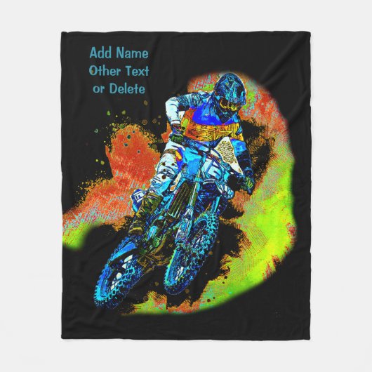 Voeg de Tekst van de Naam (of Schrapping) toe Moto Fleece Deken (Voorkant)