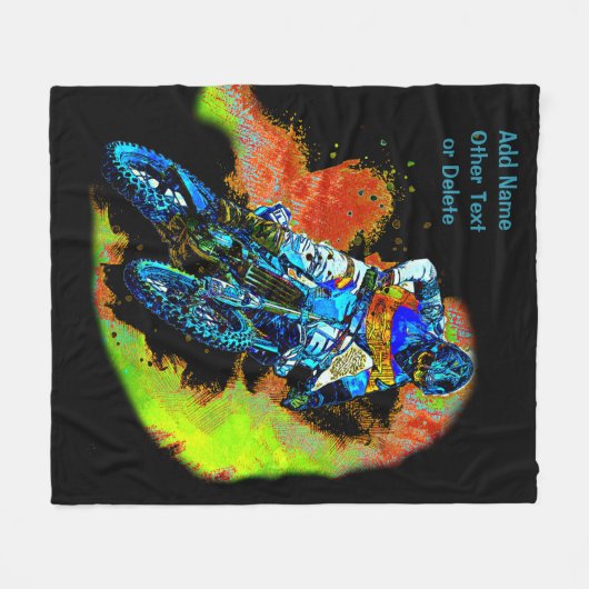 Voeg de Tekst van de Naam (of Schrapping) toe Moto Fleece Deken (Voorkant (Horizontaal))