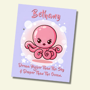 Voeg de Tekst van de Naam, Roze Octopus van de Bab Poster