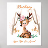 Voeg de Tekst van de Naam toe, Baby Deer Fawn Wood Poster (Voorkant)
