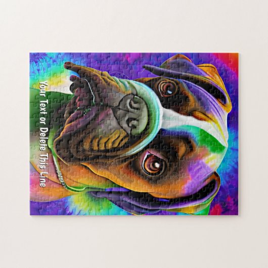 Voeg de Tekst van de Naam toe, Boxer Dog Schattige Legpuzzel (Horizontaal)