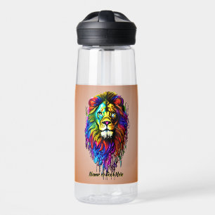 Voeg de Tekst van de Naam toe, de Kleurrijke Lion Waterfles