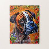 Voeg de Tekst van de Naam toe, Dog Boxer met Rode  Legpuzzel (Verticaal)