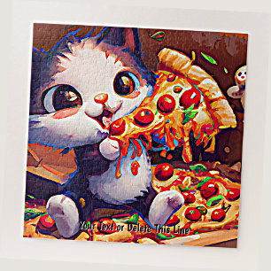Voeg de Tekst van de Naam toe, Funny Cat Holding P Legpuzzel