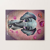 Voeg de Tekst van de Naam toe, Grijze Baby olifant Legpuzzel (Horizontaal)