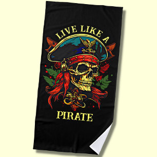 Voeg de Tekst van de Naam toe, Levend als Pirate o Strandlaken