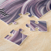 Voeg de Tekst van de Naam toe, Zilveren Mauve Unic Legpuzzel (Zijkant)