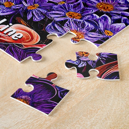 Voeg de Tekst van de Naam, Witte Kat met Abstracte Legpuzzel (Zijkant)