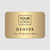 Voeg de voornaam van de logo toe en titel gouden g naamplaatje (Voorkant)