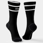 Voeg de Witte Stripes van de Naam op Zwart toe Sokken (Gebogen)