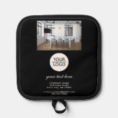 Voeg de zwarte foto van de Aangepaste tekstpromoti Pannenlap (Voorkant)