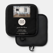 Voeg de zwarte foto van de Aangepaste tekstpromoti Pannenlap (Voorkant / Achterkant)