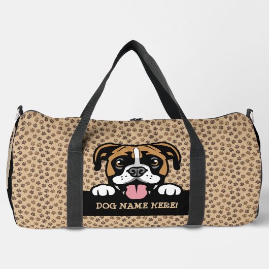 Voeg Dog Name Jouw naam, Boxer Dog Plunjezak (Voorkant)