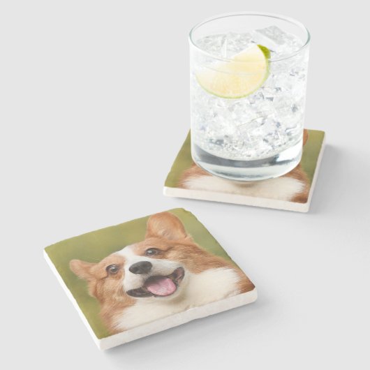 Voeg Dog Photo Personalized Gepersonaliseerd Stenen Onderzetter (Zijkant)