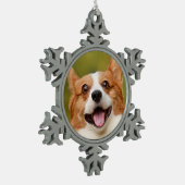 Voeg Dog Photo Personalized Gepersonaliseerd Tin Sneeuwvlok Ornament (Links)