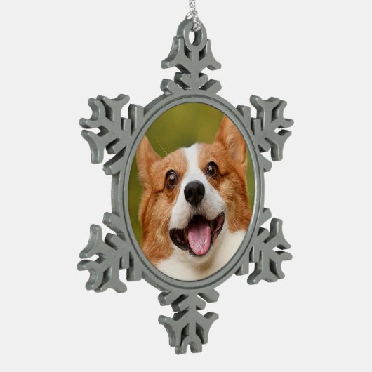Voeg Dog Photo Personalized Gepersonaliseerd Tin Sneeuwvlok Ornament (Links)