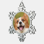 Voeg Dog Photo Personalized Gepersonaliseerd Tin Sneeuwvlok Ornament (Rechts)