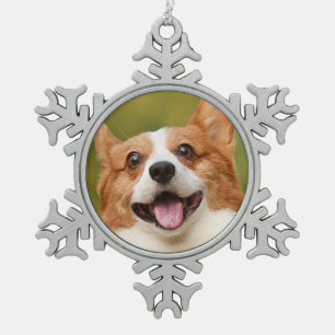 Voeg Dog Photo Personalized Gepersonaliseerd Tin Sneeuwvlok Ornament