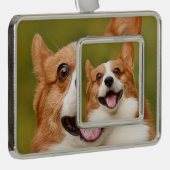 Voeg Dog Photo Personalized Gepersonaliseerd Verzilverd Omlijst Ornament (Rechts)