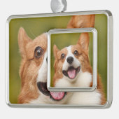 Voeg Dog Photo Personalized Gepersonaliseerd Verzilverd Omlijst Ornament (Links)