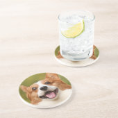 Voeg Dog Photo Personalized Gepersonaliseerd Zandsteen Onderzetter (Zijkant)