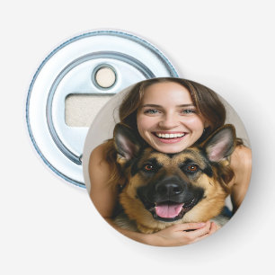 Voeg Duitse Herdershond Foto Toe Personaliseer Button Flesopener