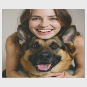 Voeg Duitse Herdershond Foto Toe Personaliseer Cadeaupapier