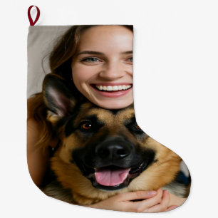 Voeg Duitse Herdershond Foto Toe Personaliseer Grote Kerstsok