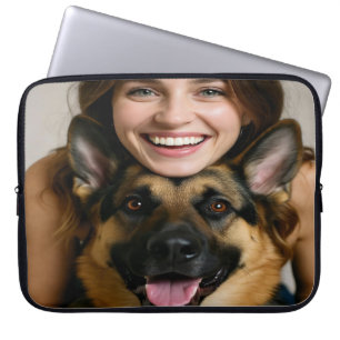 Voeg Duitse Herdershond Foto Toe Personaliseer Laptop Sleeve