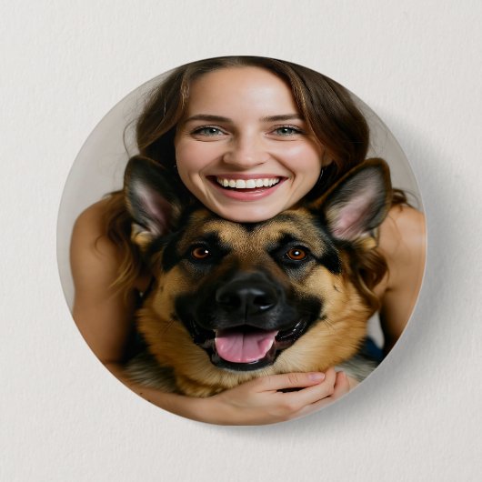 Voeg Duitse Herdershond Foto Toe Personaliseer Ronde Button 7,6 Cm (Voorkant)
