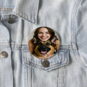 Voeg Duitse Herdershond Foto Toe Personaliseer Ronde Button 7,6 Cm (In situ)