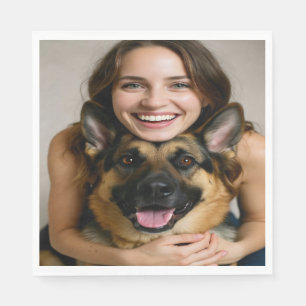 Voeg Duitse Herdershond Foto Toe Personaliseer Servet
