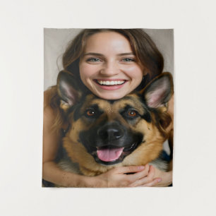 Voeg Duitse Herdershond Foto Toe Personaliseer Wandkleed