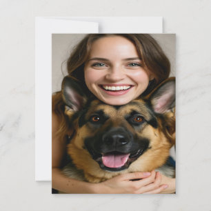 Voeg Duitse Herdershond Foto Toe Personaliseren Notitiekaartje