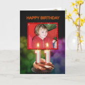 Voeg een afbeelding, 11e verjaardag met cake en ka kaart (Gele Bloem)