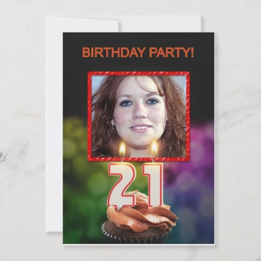 Voeg een afbeelding, 21e de partijuitnodiging van kaart (Voorkant)