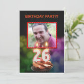 Voeg een afbeelding, 26th Birthday partijuitnodigi Kaart (Staand voorkant)